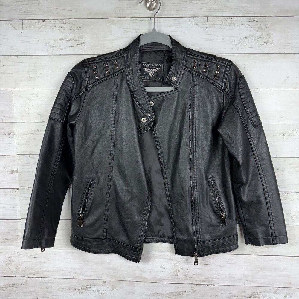 Zara Kids Black Faux Leather Moto Jacket